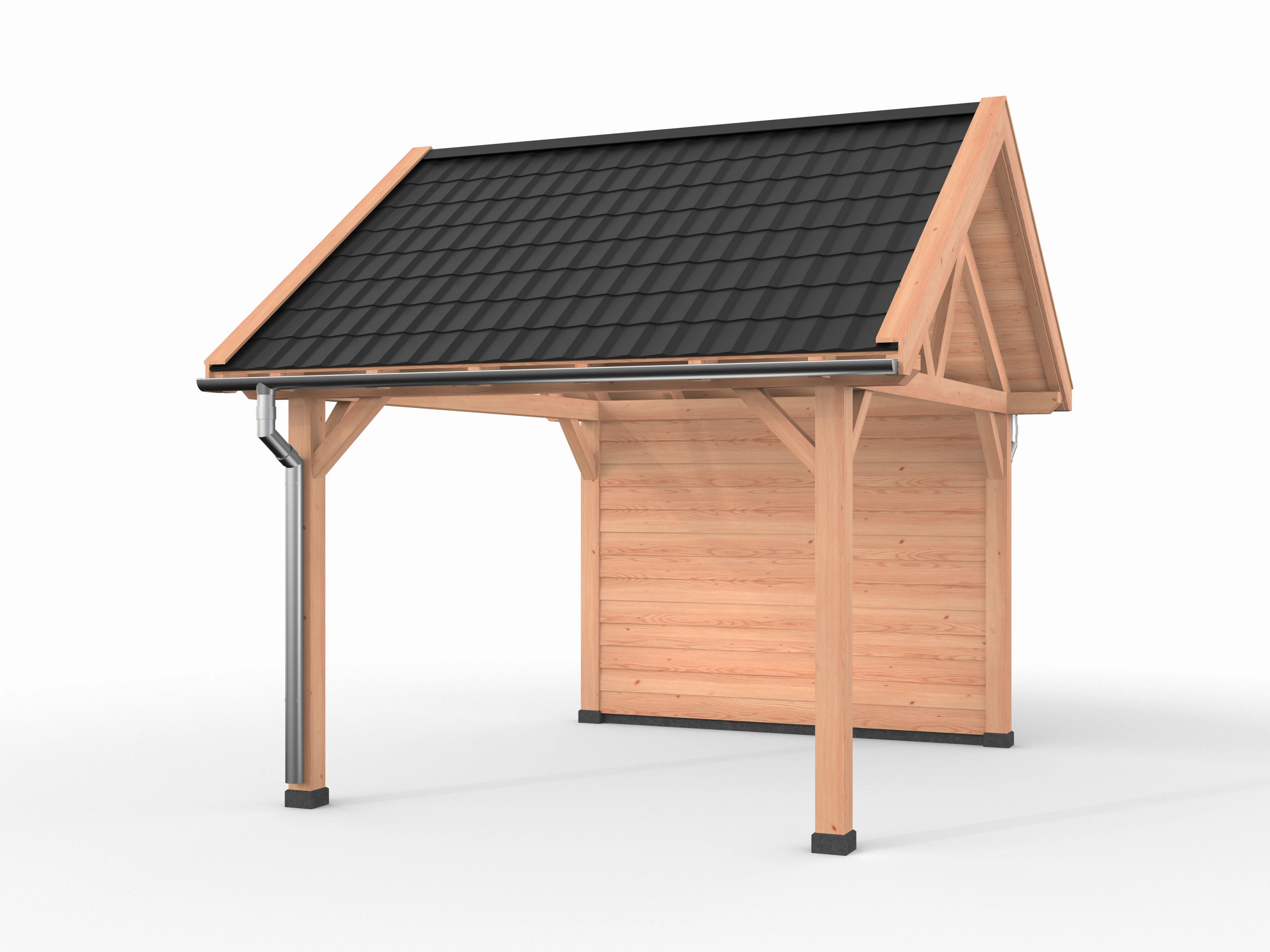 Douglas overkapping, 400 x 400, met achterwand, Westwood Vrijbuiter - Afbeelding 1